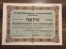 Antike Aktie H. Fuchs Waggonfabrik Heidelberg Historische Wertpapiere 1929
