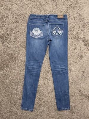 Evisu Japan Women's Embroidered Distressed Jeans 27 Custom  Denim