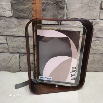 New Umbra 5''x7'' Bellwood Picture Frame Natural Real Wood Walnut Double-Sided
