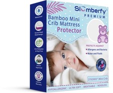 Slumberfy Mini Crib Mattress Protector Waterproof Hypoallergenic Bamboo 27x39"