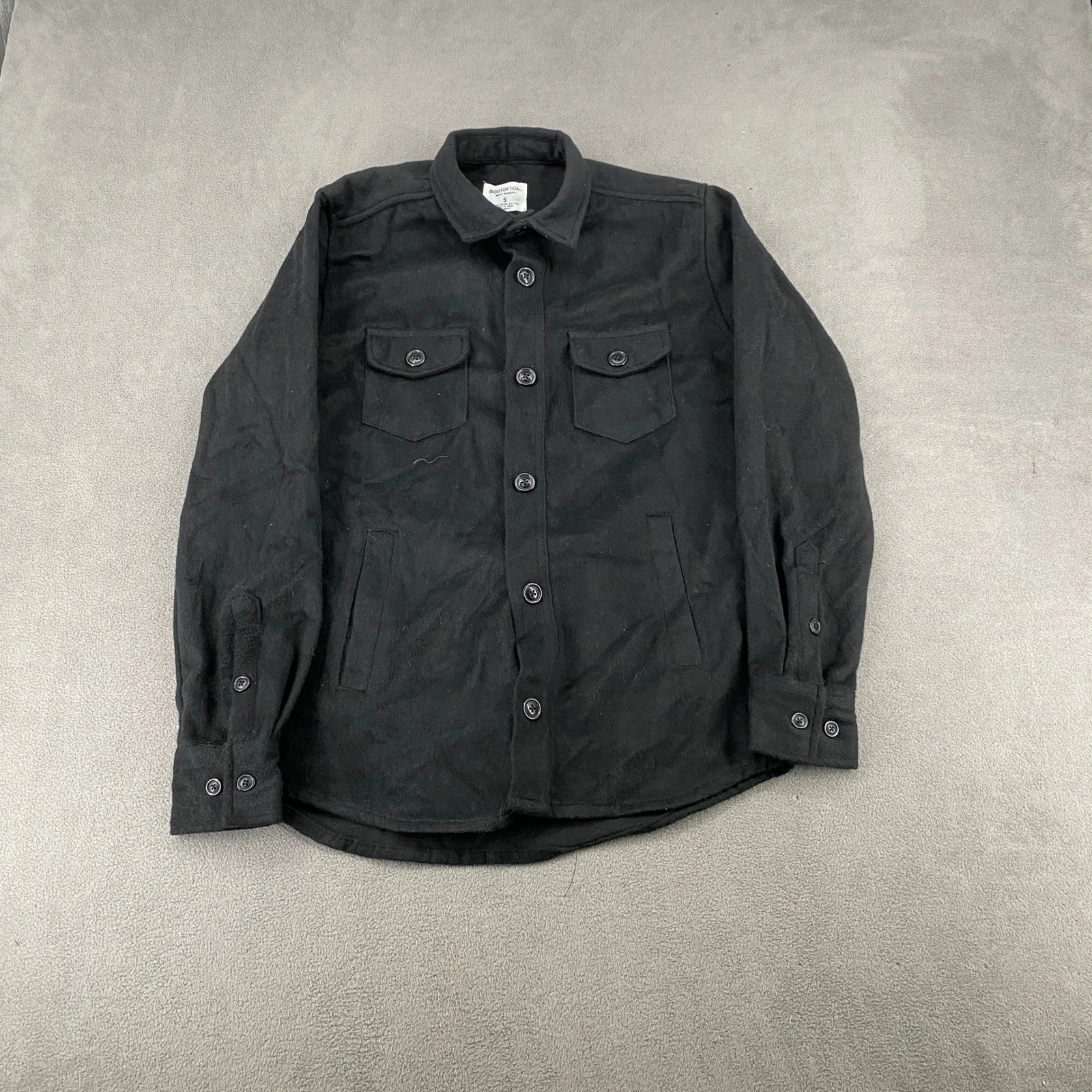 Distortion Mens Modern Black Wool Blend Button Front Shirt Jacket Small 7519 - product detail image 1