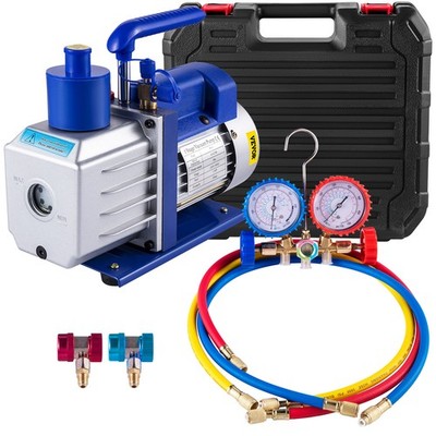 VEVOR R410A R134A R22  4.8 CFM Vacuum Pump HVAC A/C Refrigerant Manifold Gauge