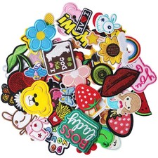 60pcs Random Assorted Styles Iron on Patches,Sew On/Iron On Embroidered Patch...