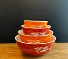 Vintage Pyrex Autumn Harvest Wheat 4 Pc mixing  Bowl Set 401-404