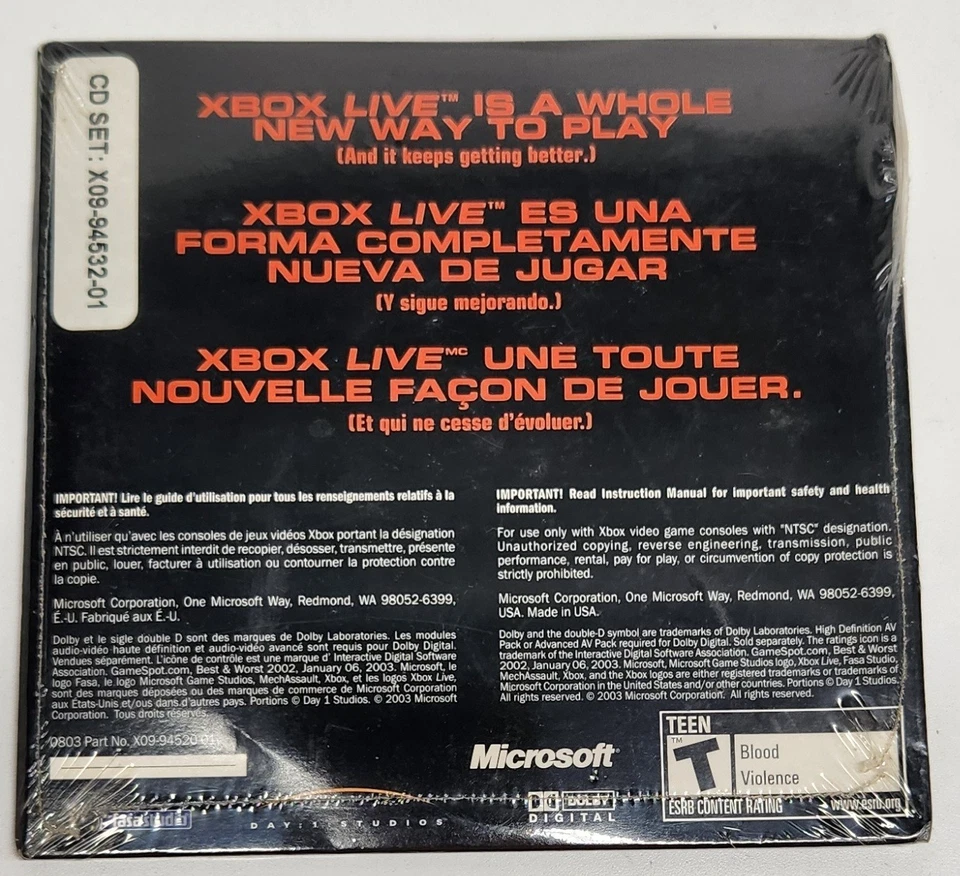 MechAssault (Microsoft Xbox, 2002) Cardboard Sleeve NEW SEALED NOT FOR RESALE - Image 2 of 2