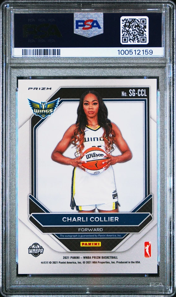 2021 Prizm WNBA Signatures Charli Collier #SGCCL Green Ice PSA 10 POP 1 auto - Image 2 of 2