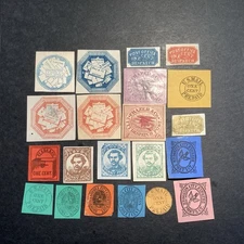 Lot of 21 US  LOCAL + CARRIER  STAMPS  1844-1870s  S Allan Taylor etc ex Exhibit