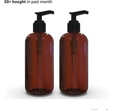 Plastic Pump Bottles Dispenser Refillable, 6- Hand Sanitizer Soap Lotion 8oz Amb