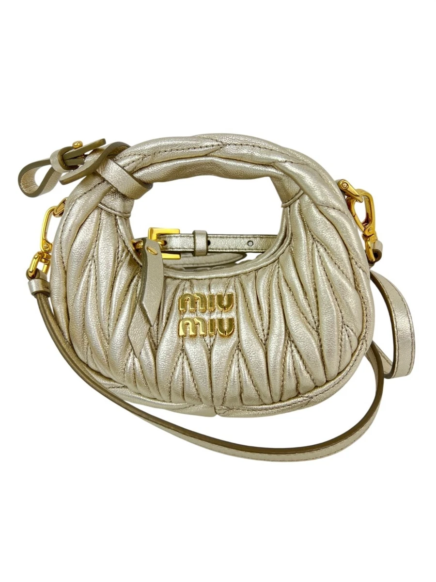 Miu Miu Gold Leather Exterior Bags & Handbags for Women for sale
