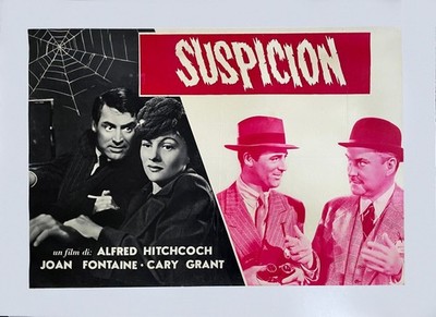 Alfred Hitchcock SUSPICION! -Rare  RKO Italian Theater Poster - Cary Grant