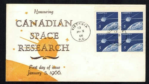 Canada #445, 1966 5¢ Alouette II Space Unknown cachet FDC VF