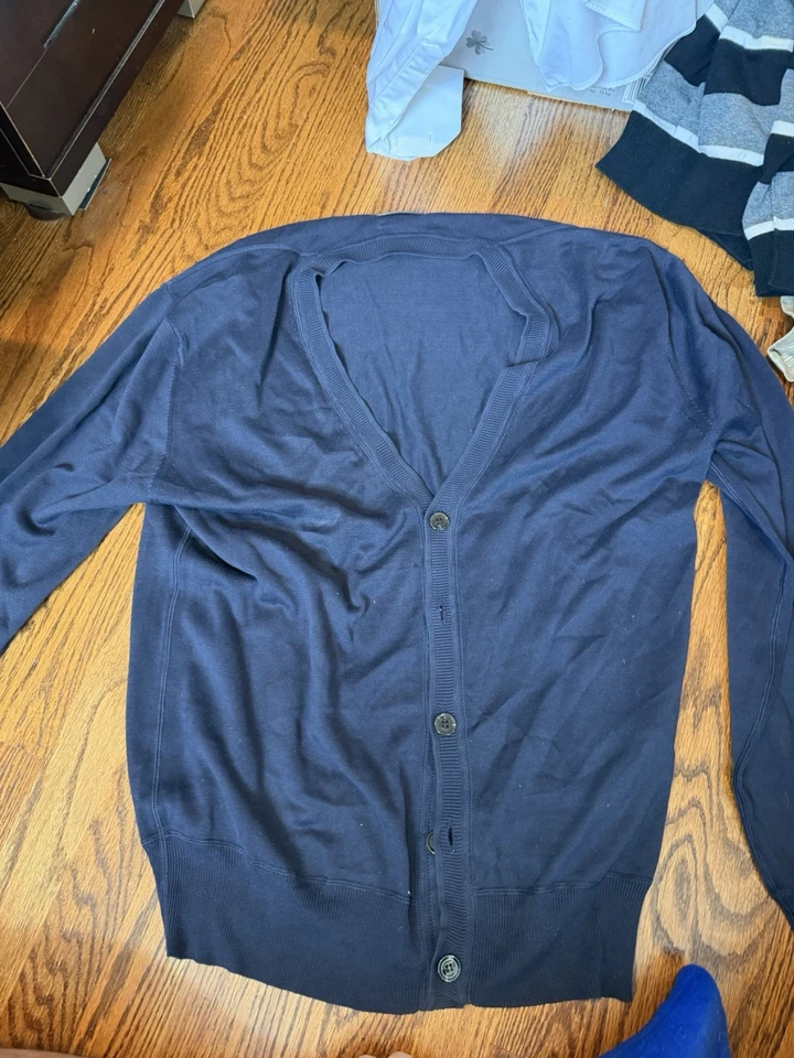 Cardigã Burberry Brit masculino algodão azul marinho manga longa com botões grande - Imagem 4 de 4