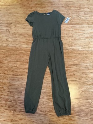 Old Navy Girls Olive Green Cotton Short Sleeve Jumpsuit Size M
