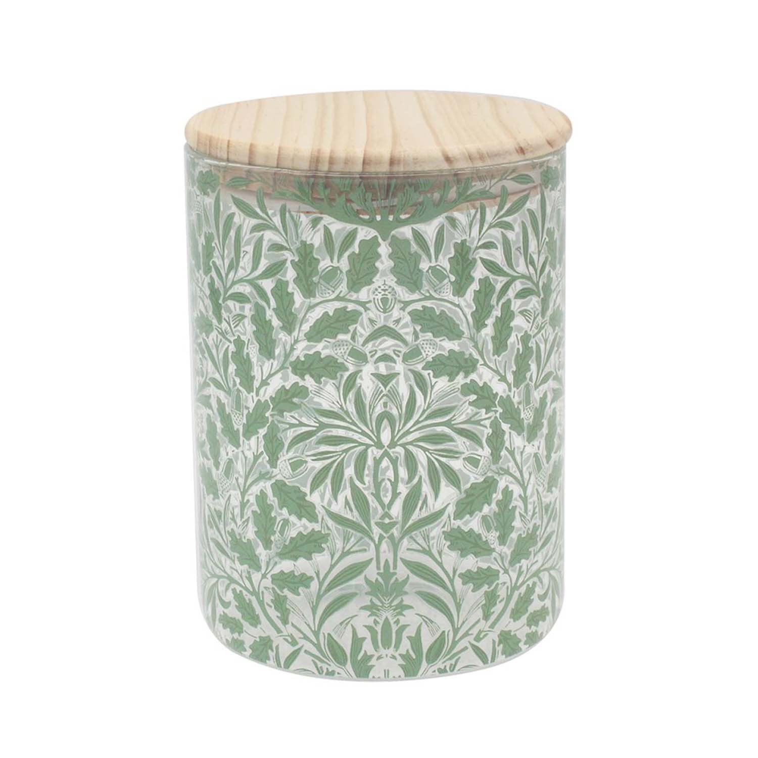 Medium Glass Storage Jar William Morris Acorn Airtight Kitchen Canister 1200ml