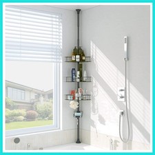 Shower Caddy Tension Pole - Stainless Steel Corner Shower Caddy - 4 Tier Adju...