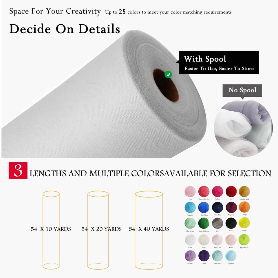 Rolos de tecido de tule preto 54 polegadas por 10 jardas parafuso de tule de tecido para casamento Ha... - Imagem 3 de 4