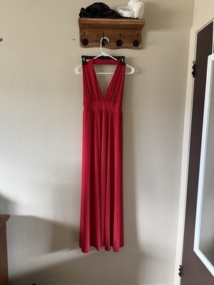 Windsor Women s Halter Maxi Dress Size Medium Red Double Split Front Open Back