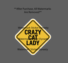 Crazy Cat Lady Sticker Waterproof Decal Caution Warning Beware Funny Gift NEW
