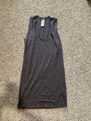 Isabel Marant Etoile 100% Linen V Neck Tank Dress Graphite Gray Black Summer