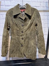 Jennyfer J Women's Brown Suede Leather Jacket Western Look Size Medium