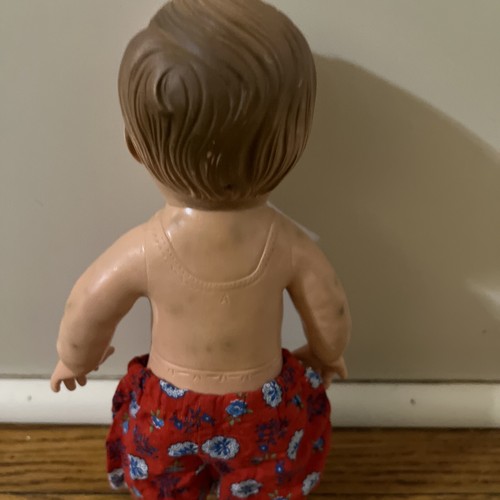 50er Jahre 10" Gummi Junge Puppe, bemalte Augen, geformtes Haar, g43 - Bild 4 von 6