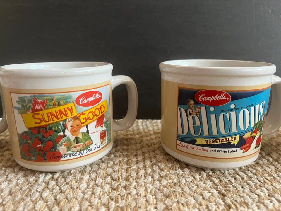 Campbell Soup Mugs Collectibles 2005 Banner Style Houston Harvest Set of 4 VTG - Image 2 of 4