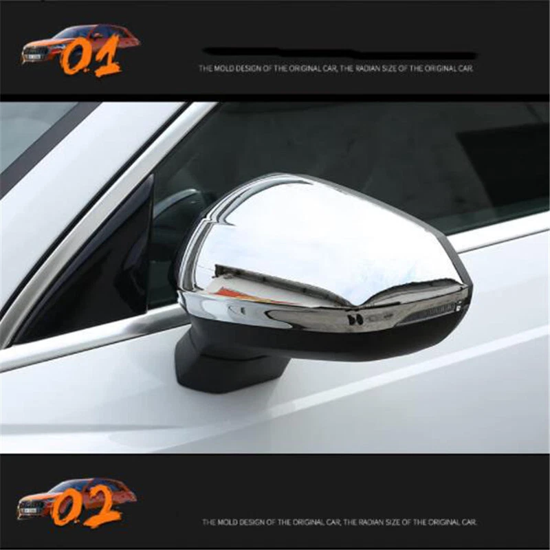 Cubierta protectora de espejo retrovisor lateral cromada de 2 piezas para Audi Q3 2019~2023 Foto 2 de 4