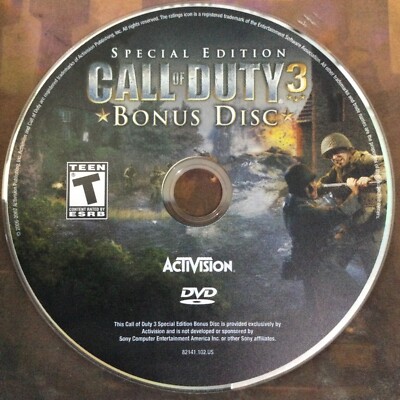 DISC ONLY! Call of Duty 3 Special Edition Bonus Disc (PlayStation 2 PS2 ...