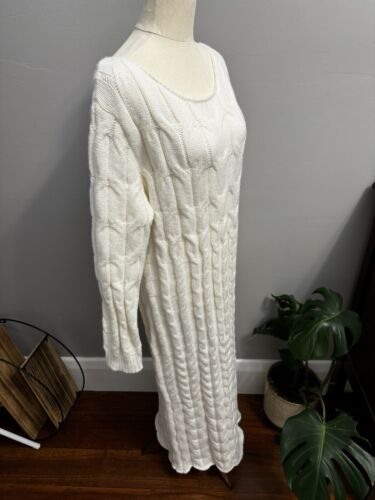 Pink Diamond Dress Size L White Knit Long Sleeve VGUC - Picture 5 of 10