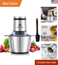 8 Cup Electric Food Chopper & Meat Grinder - 600W Stainless Steel Processor
