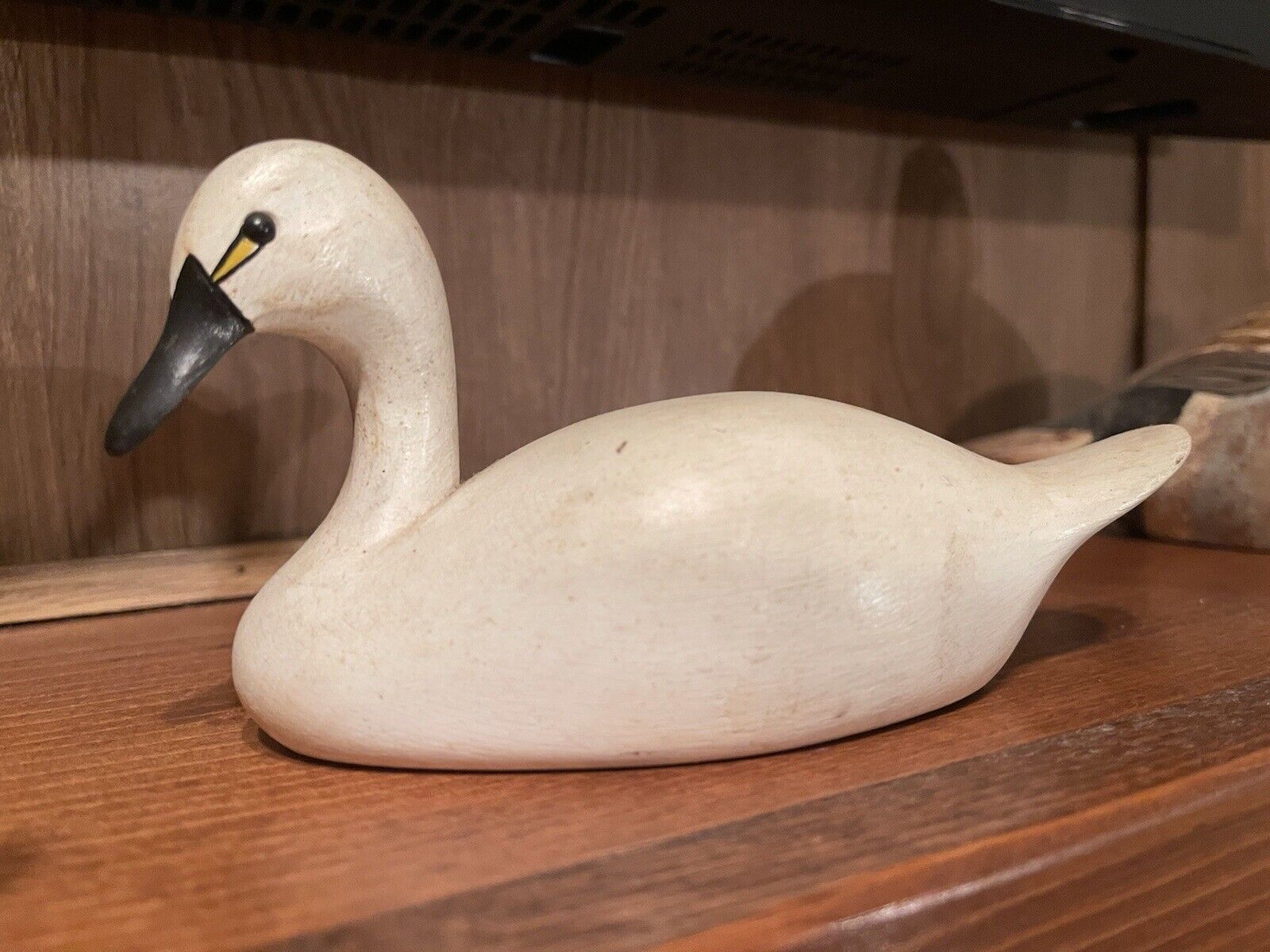 Decorative Vintage wood duck, white miniature hunting duck decoy