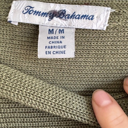 Tommy Bahama Strickpullover olivgrün U-Boot Ausschnitt Langarm Freizeit M - Bild 2 von 4