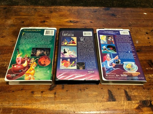 3 VINTAGE WALT DISNEY VHS TAPE MOVIES PINOCCHIO LION KING FANTASIA MICKEY MOUSE - Picture 2 of 4