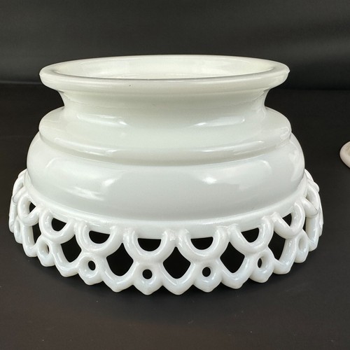 Large Westmoreland Milk Glass Lion on Nest Dish Lacy Base Farmhouse Vintage USA - Picture 24 of 24