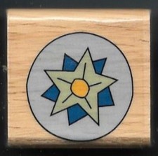 SNOWFLAKE SEAL SNOW Circle Winter Occasion Gift Tag Card Wood Mount RUBBER STAMP