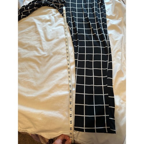 Pantalones TwentyTen Estampado de Rejilla Geométrica Cintura Alta Elastizados Informales Negros Blancos L - Imagen 6 de 7