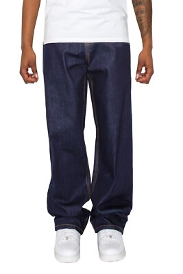 Victorious Men's Casual Essential Baggy Fit Comfortable Raw Denim