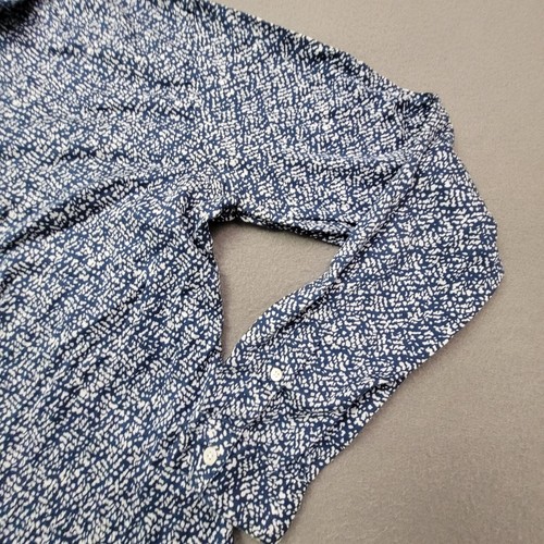 Sandro Paris Shirt Mens Medium Long Sleeve Blue White Heartbreak Cotton Slim Fit - Picture 2 of 11