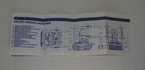 Pac/Rat Missile Launcher ORIGINAL Blueprints Vintage 1983 Hasbro G.I.Joe ARAH