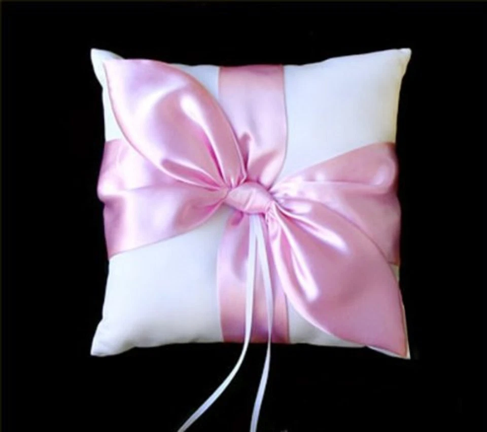 Anillo de boda nupcial color satinado portador de almohada marfil blanco marrón negro rojo Foto 4 de 4