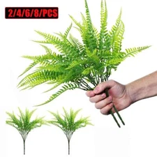 Plastic Lifelike Artificial Fern Foliage Bush Plants Indoor Outdoor Home Decor