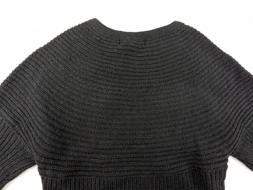 Full Circle Trends sz S Sweater Faux Wrap cross front black long sleeves 4463 - Picture 4 of 5