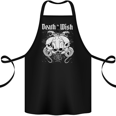 Death Wish Totenköpfe Schlangen Biker Gothic Dämon Baumwolle Schürze 100% Bio