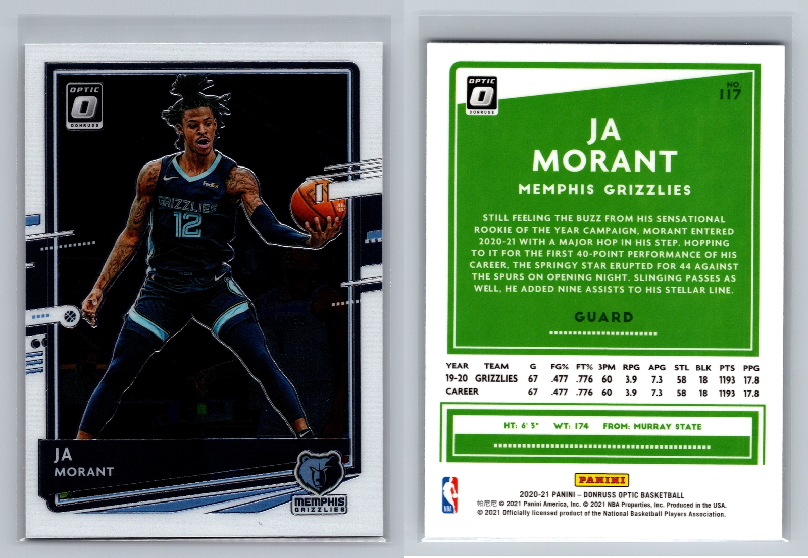 2020-21 Donruss Optic #117 Ja Morant