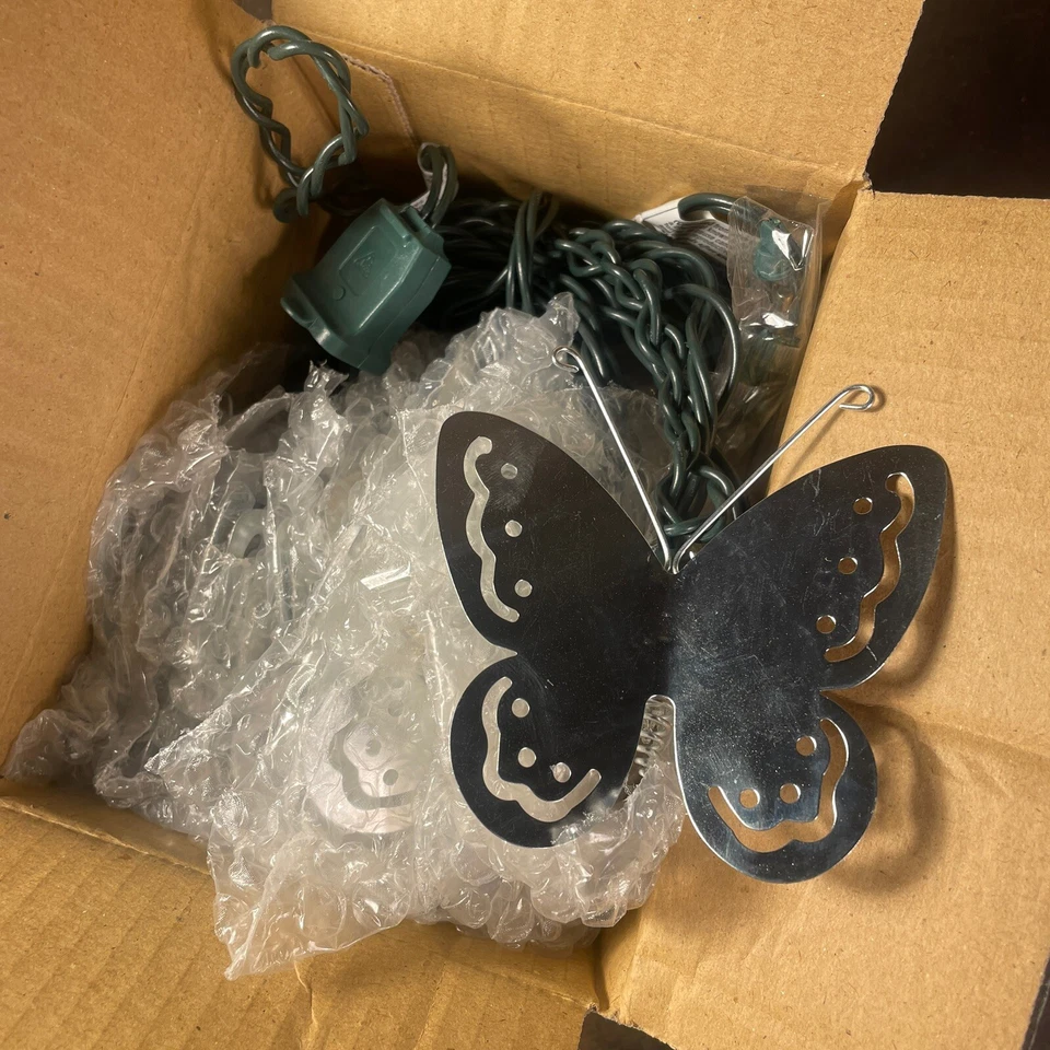 NEW Silver Butterfly Metal Wire String Lights 10 Piece Set Winged - Image 3 of 4