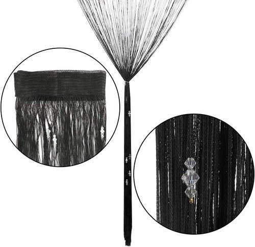 GREENWISH String Curtains Black Beads Curtains Doorway Tassel Curtain Thread New - Picture 4 of 5
