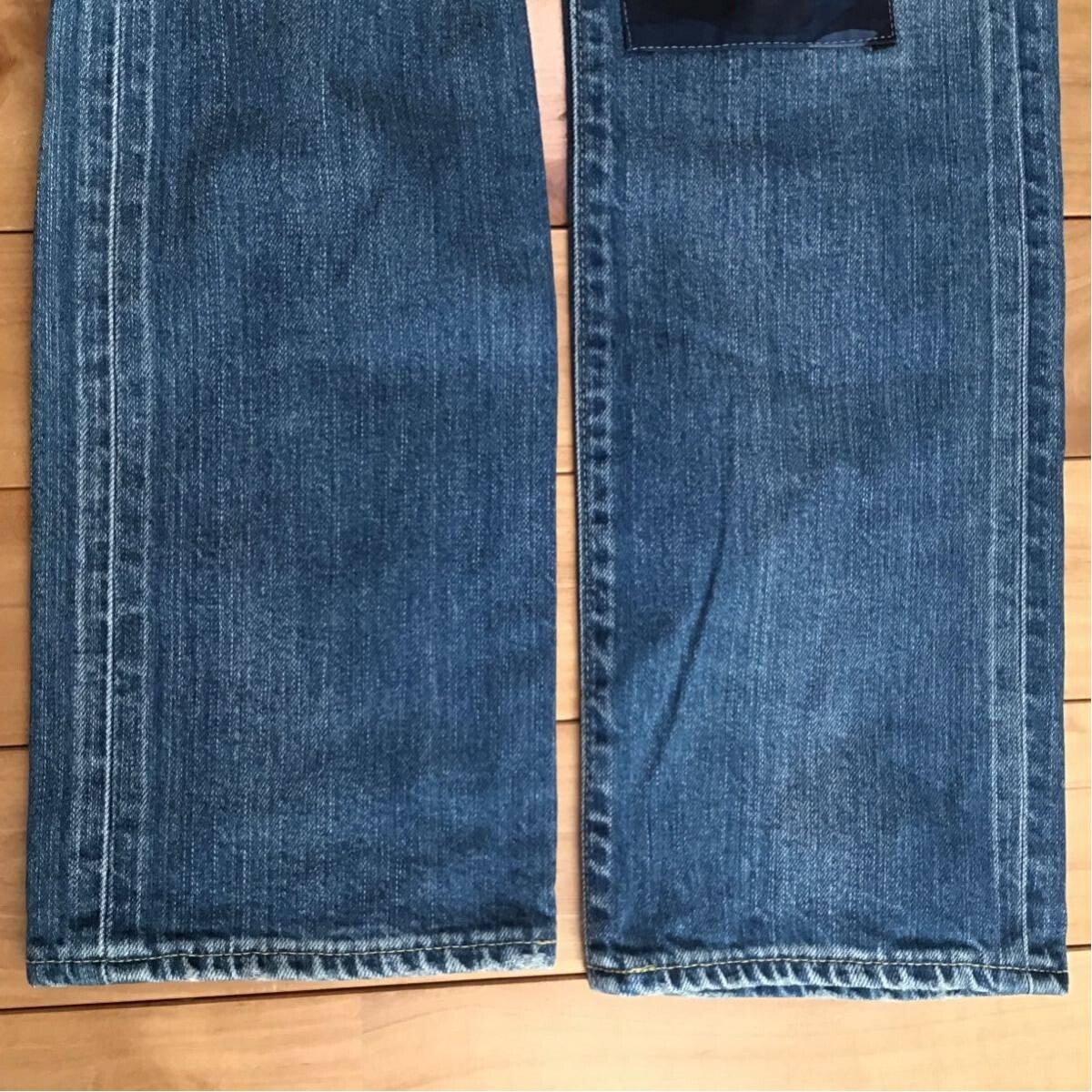 BAPE TYPE-05 MIX CAMO PATCHWORK DAMAGED DENIM PANTS A Bathing Ape
