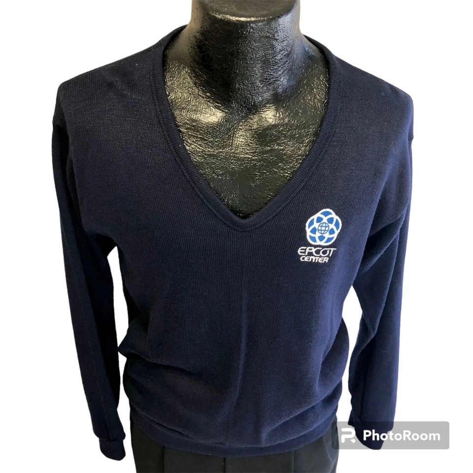 RARO NOS Nuevo De Colección Años 60 Artex EPCOT Centro CIUDAD UTÓPICA Walt Disney Cuello en V Suéter Foto 2 de 4