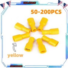 50-200Copper PVC 12-10AWG Fully Female Spade Insulated Terminals Crimp Connector