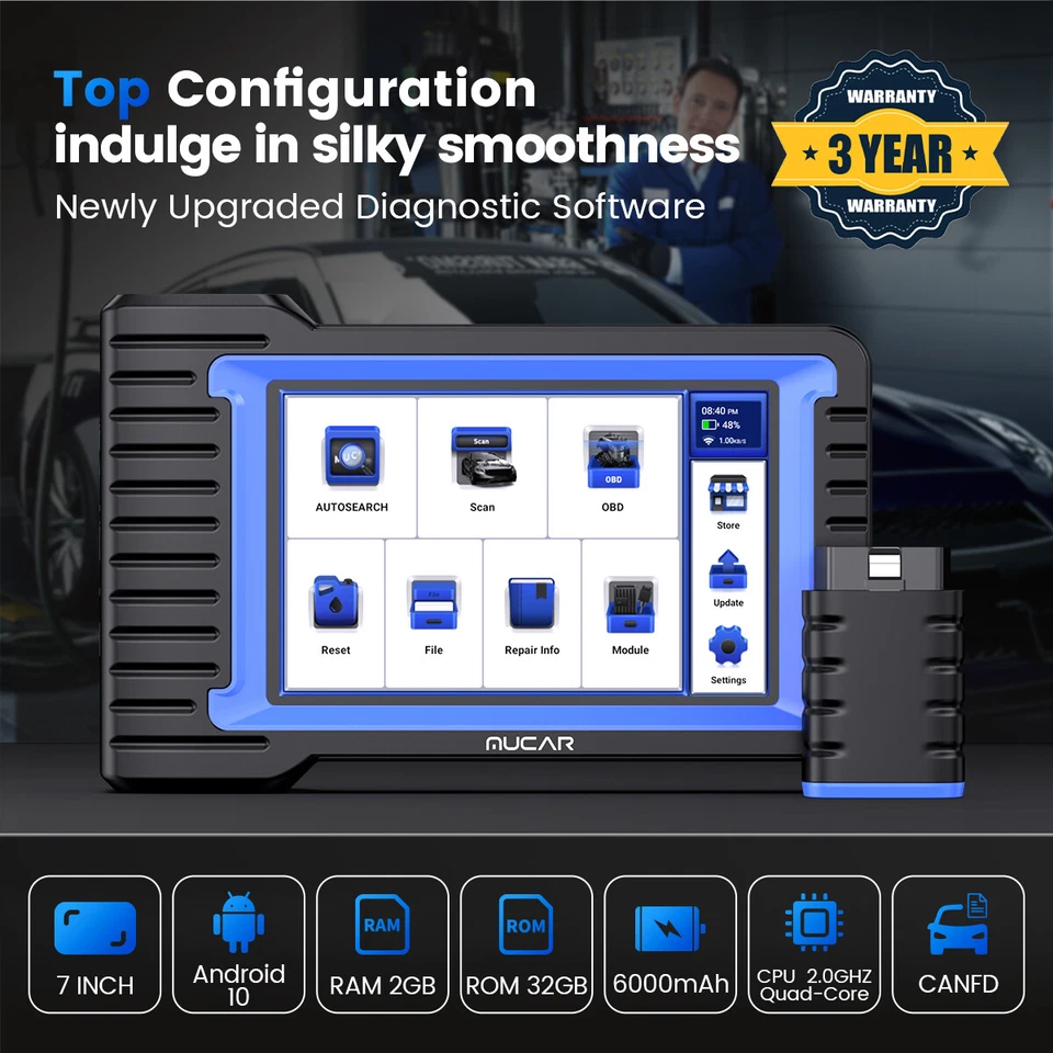 MUCAR VO7 S OBD2 Scanner Auto Diagnosegerät Vollständige SYSTEM CANFD ECU CODING - Bild 4 von 4